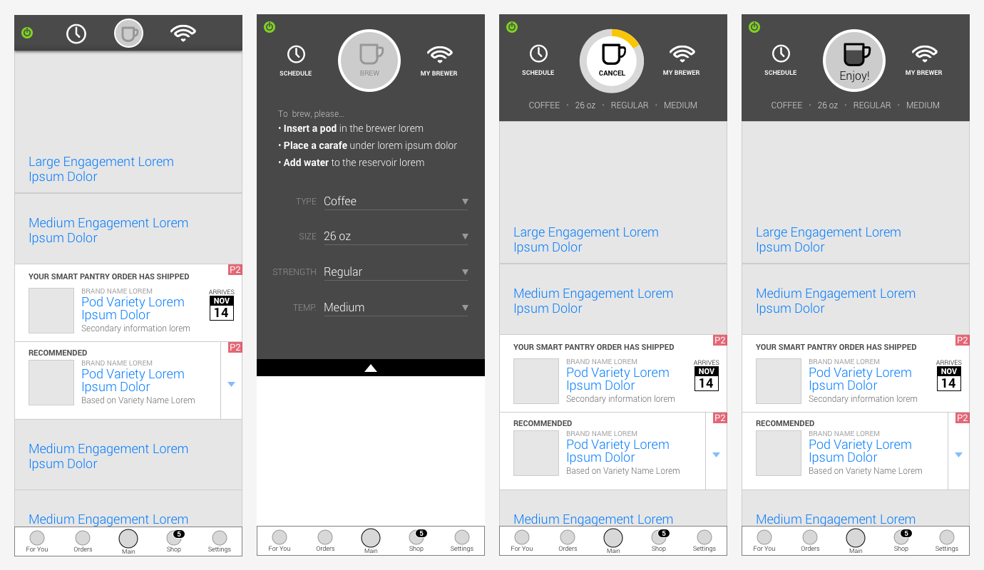 Mobile flow for selecting a coffee product and configuring a remote brew