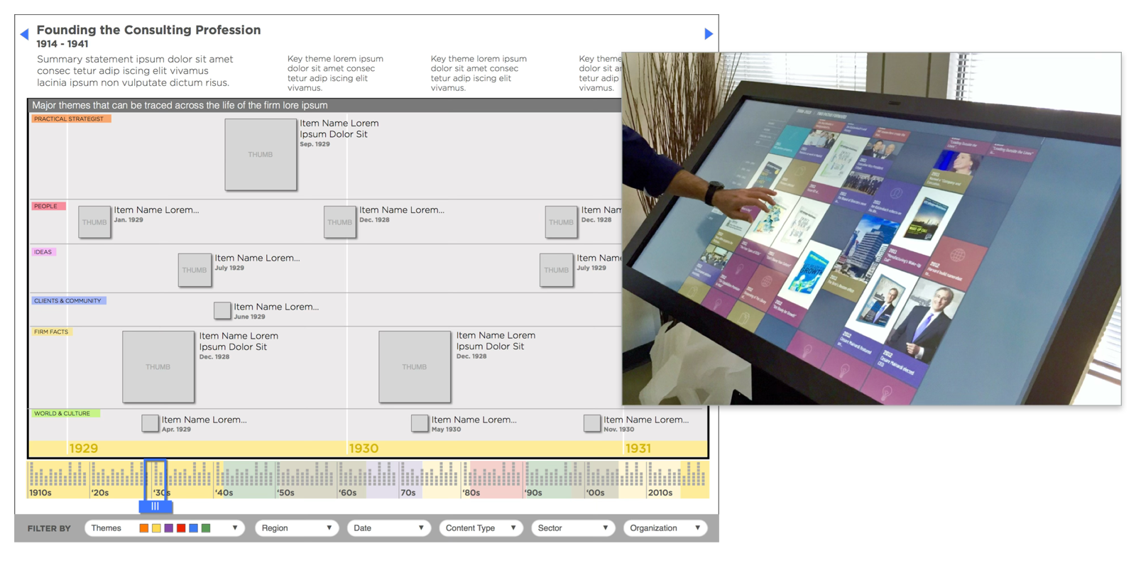 Strategy& historical timeline and touchscreen installation