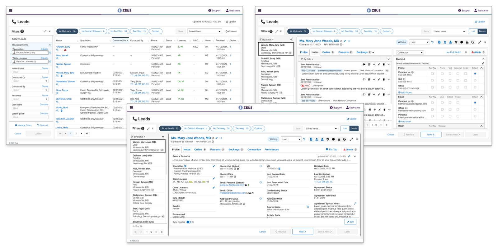 Zeus entity-processing workspace